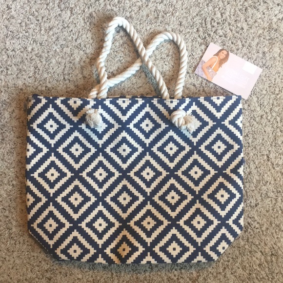 summer and rose navy diamond tote
